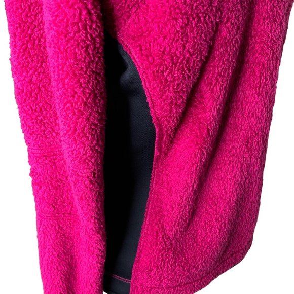 Columbia Full Zip Fleece Jacket Size Large Hot Pink Black Inserts 2 Zip Pockets - Picture 6 of 9